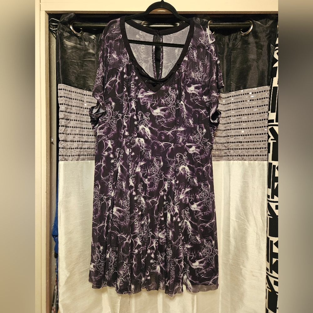 The Nightmare Before Christmas Floral Mesh Skater Dress